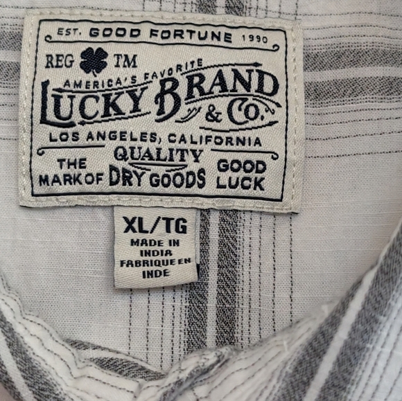 Lucky Brand White w/Gray Plaid Snap Front Western Shirt Size XL - Picture 4 of 10